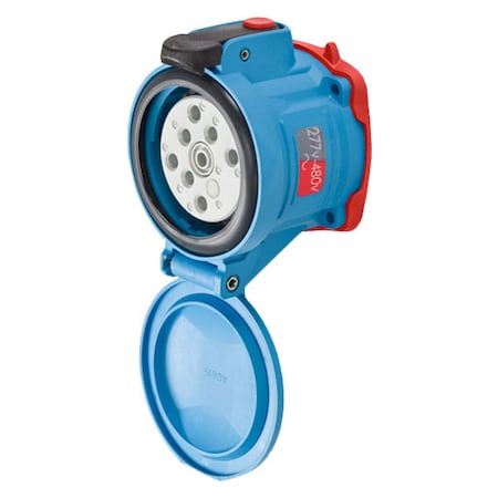 Meltric Pin & Sleeve Receptacle, 60 A, 277/480V AC, Three Phase, 3 Pole, Blue, NEMA 4X 63-64047-973